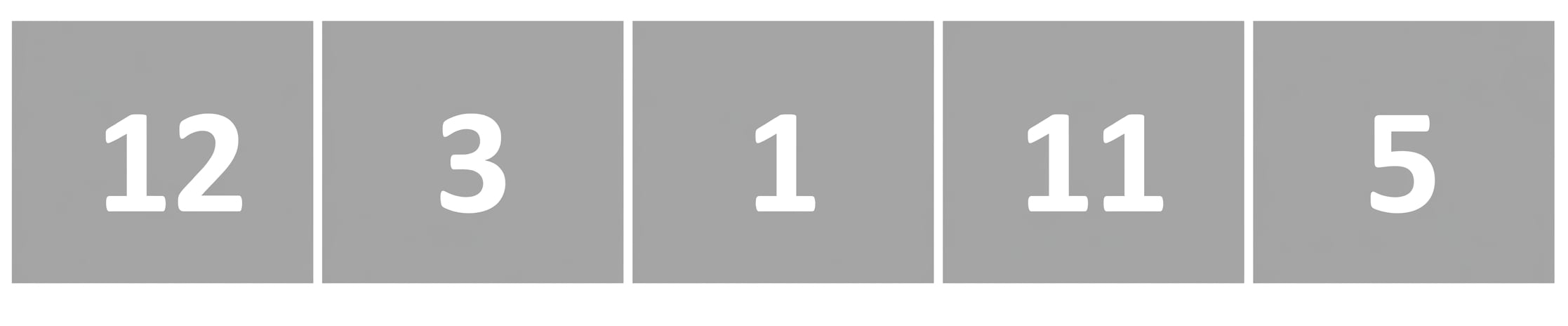 A schematic representation of a list with unordered numbers.