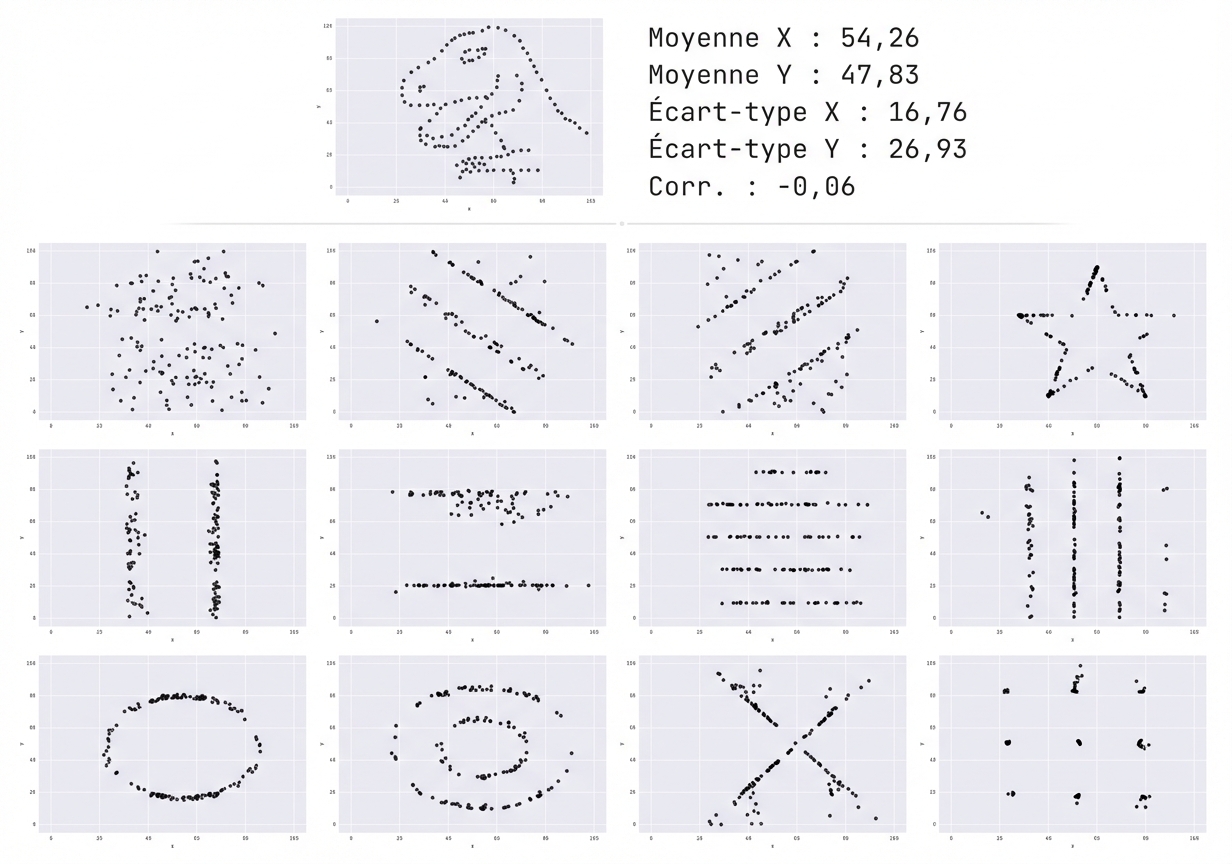 13 images d’aspect très différent mais contenant les mêmes informations résumées