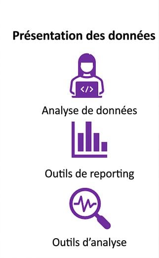 image of an icon of a person on a computer, an icon of a report, and an icon of a magnifying glass