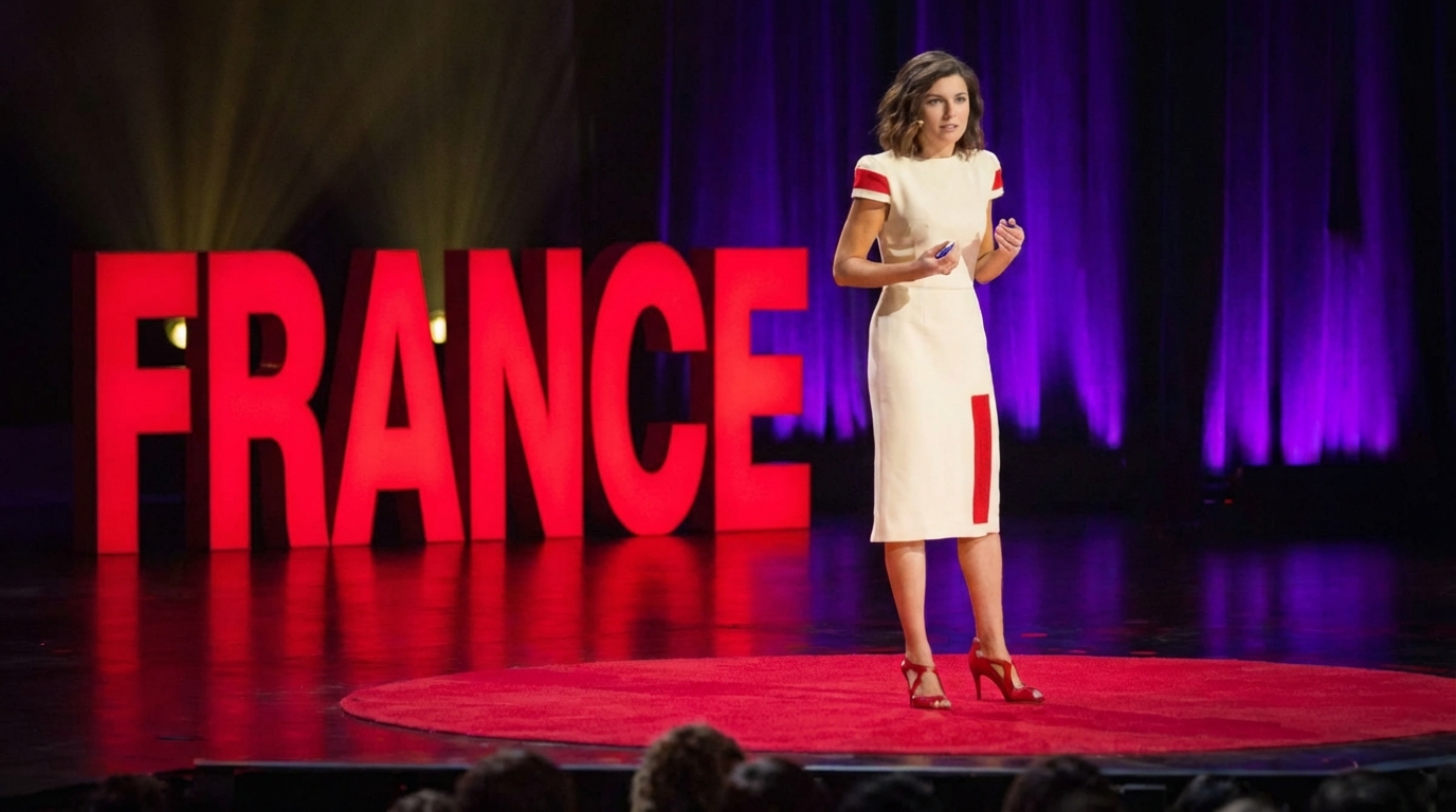 Une femme présentant une conférence TED