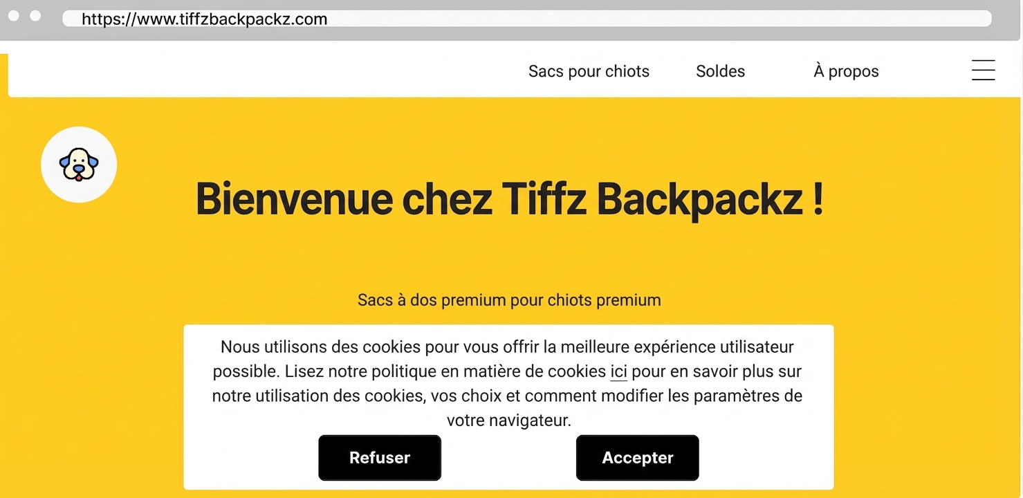 Page web Tiffz Backpackz