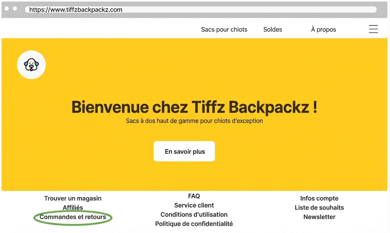 Commandes et retours sur la page d’accueil