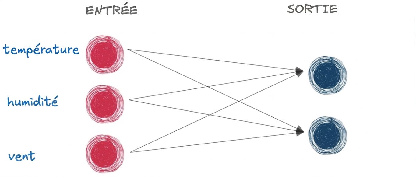 Un schéma représentant un réseau neuronal de base avec seulement une entrée et une sortie