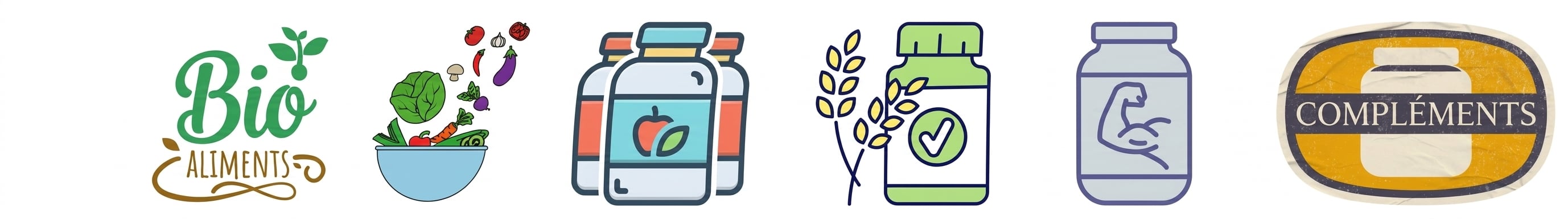 Image de compléments alimentaires et d’aliments biologiques