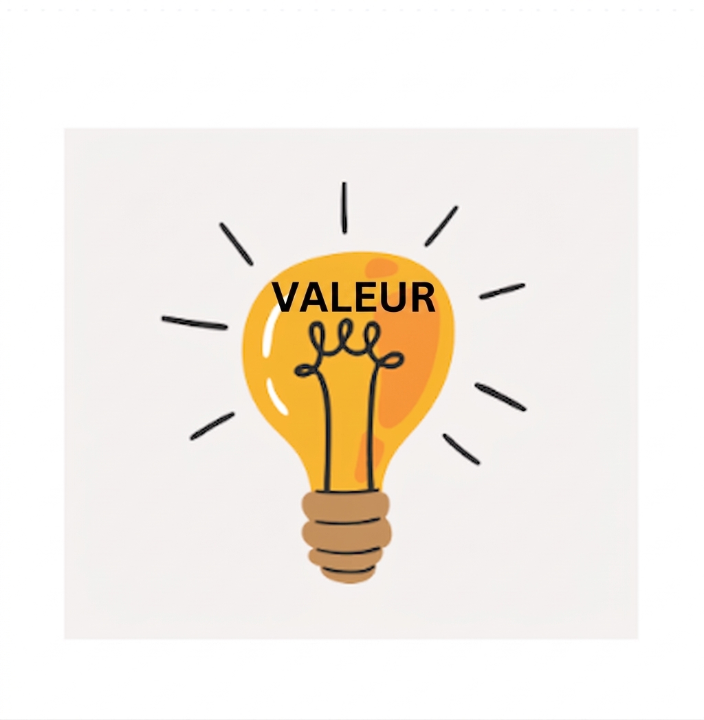 Ampoule avec le mot « VALUE »