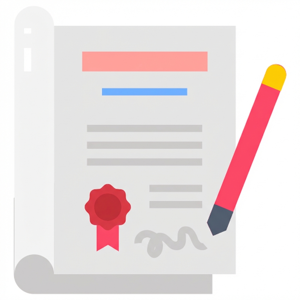 Illustration d’un document juridique et d’un stylo pour vérifier la conformité.