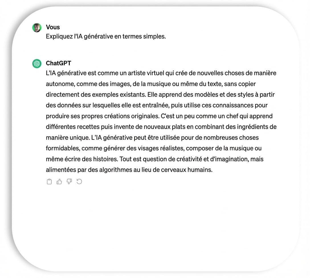 Réponse de ChatGPT, qui contient peu de jargon et d'informations techniques.