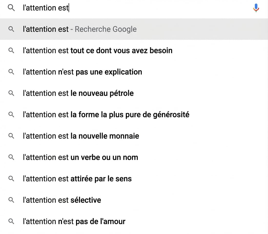 Suggestion automatique par un moteur de recherche