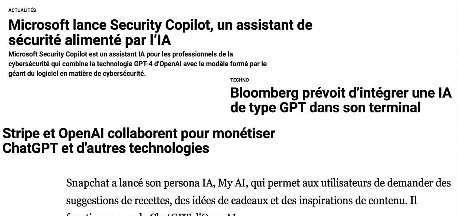 Une image illustrant des articles sur les entreprises qui s'empressent de tirer parti des LLM.