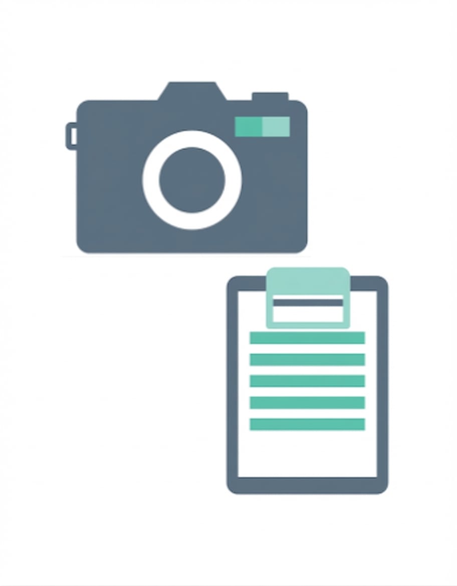 Illustration d'un appareil photo et d'un presse-papiers pour présenter un exemple multimodal d'un LLM utilisant des données textuelles et imagées