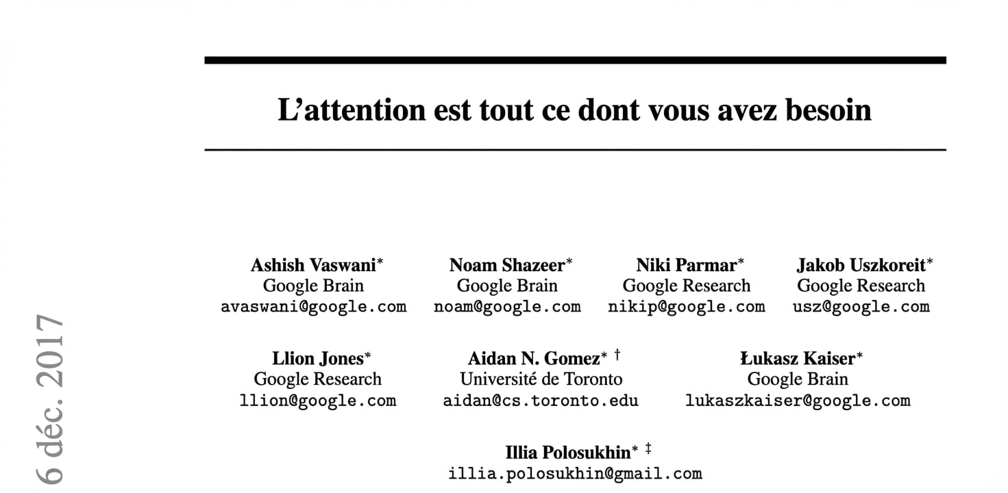 Extrait de l'article « L'attention est tout ce dont vous avez besoin »