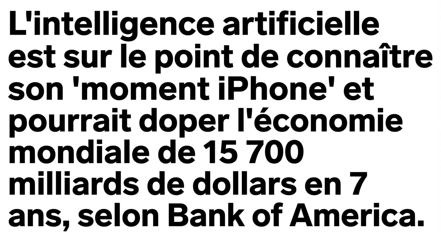 Un titre d'actualité indiquant : L'intelligence artificielle est sur le point de connaître un moment décisif, comparable à celui de l'iPhone.