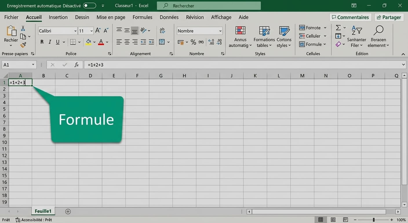 Fichier Excel mettant en évidence une formule