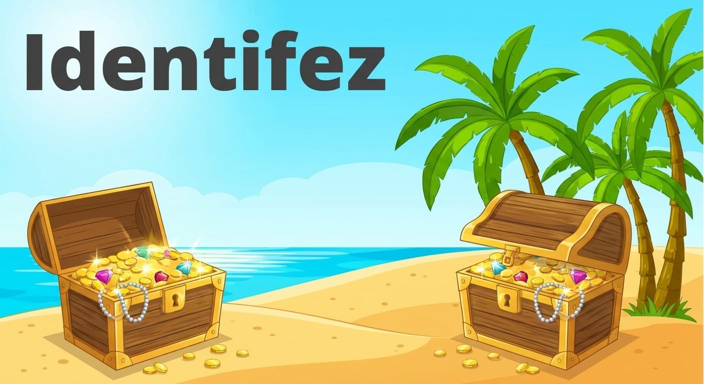 Image d'une plage d'un monde de jeu en 3D avec des coffres au trésor virtuels