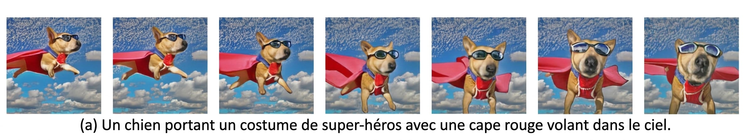 Images d'une vidéo générée par l'IA d'un chien volant