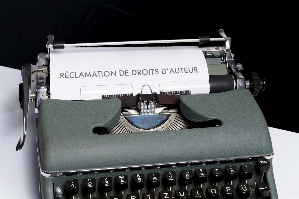 Image des mots « copyright claim » imprimés dans une machine à écrire
