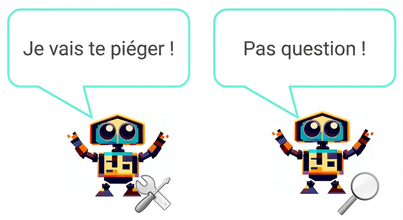 Un modèle génératif de dessin animé disant « Je vais vous tromper » à un modèle discriminatif de dessin animé
