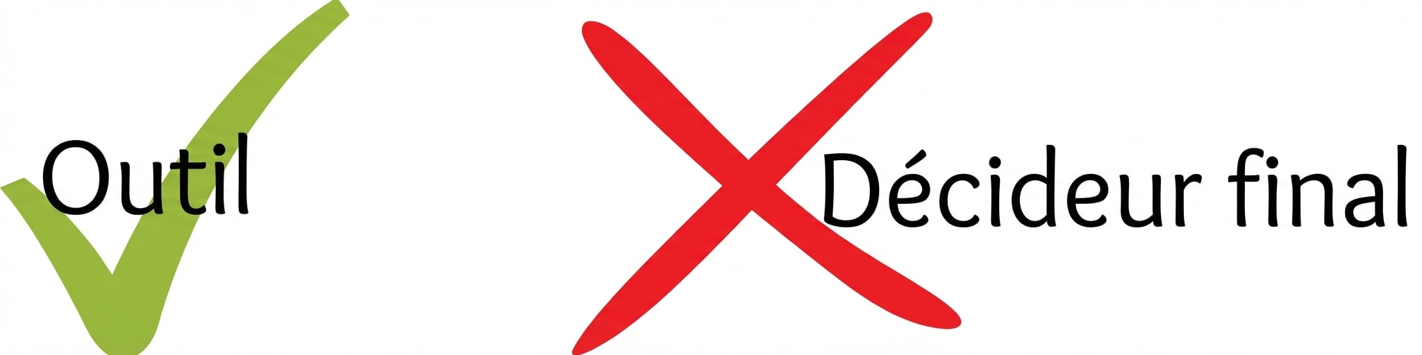 An illustration showing that AI is just a tool and not a final decision-maker.