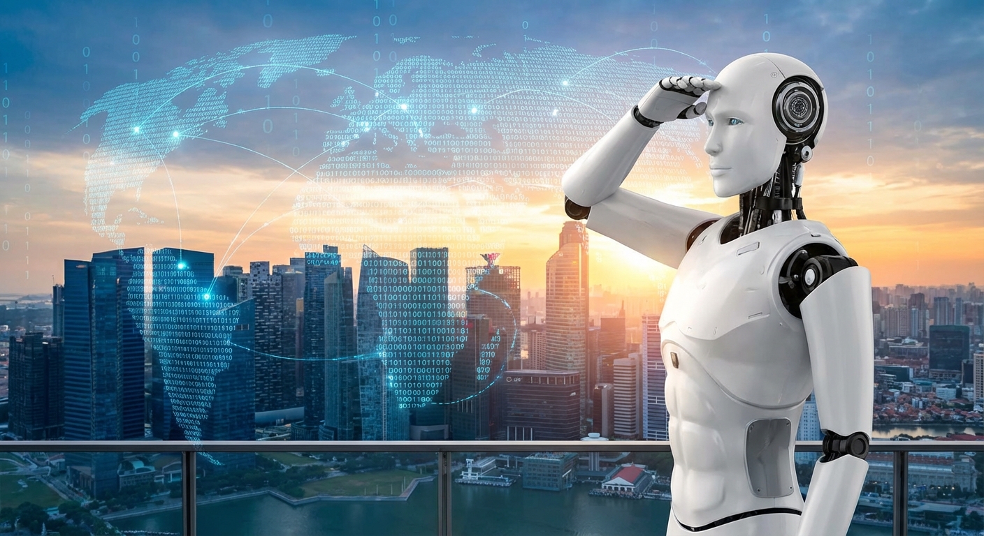 A robot planning their journey.