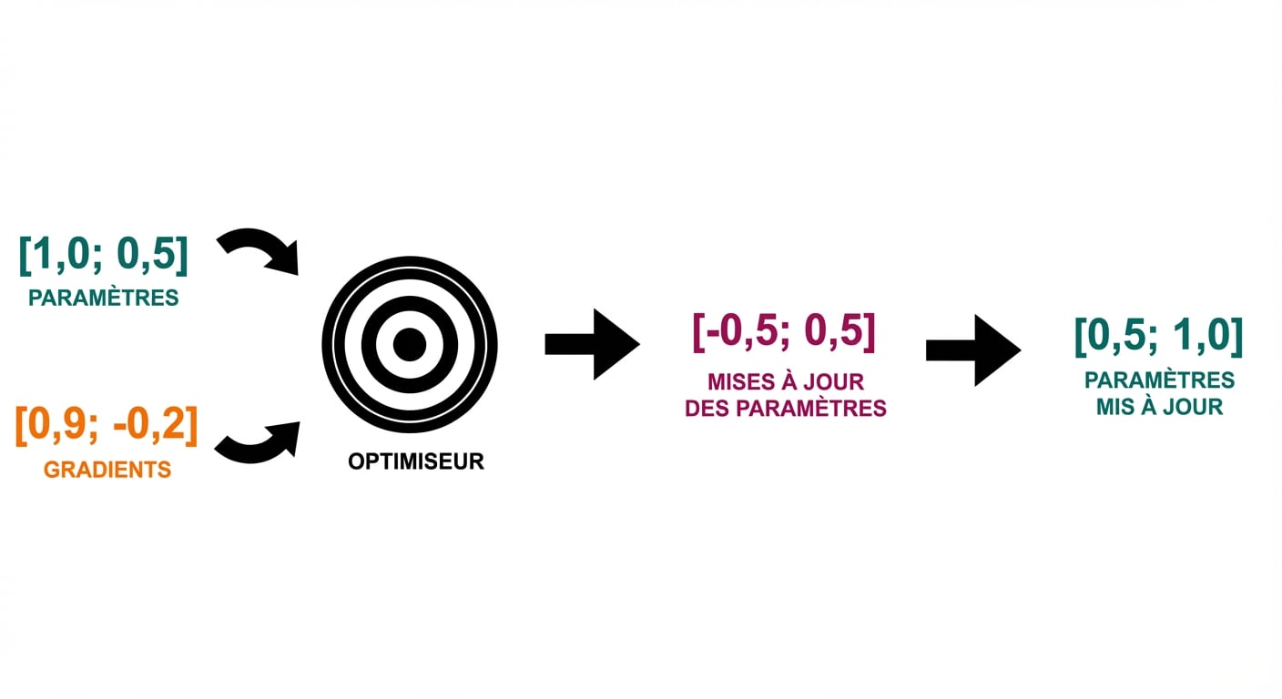 Des flèches depuis les mises à jour des paramètres pointent vers les nouvelles valeurs : 0,5 et 1,0