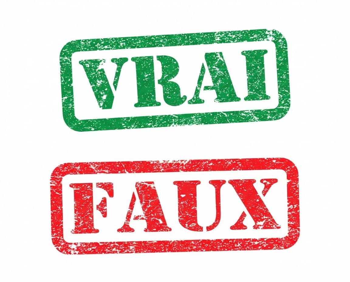 Images du mot TRUE en vert et FALSE en rouge.