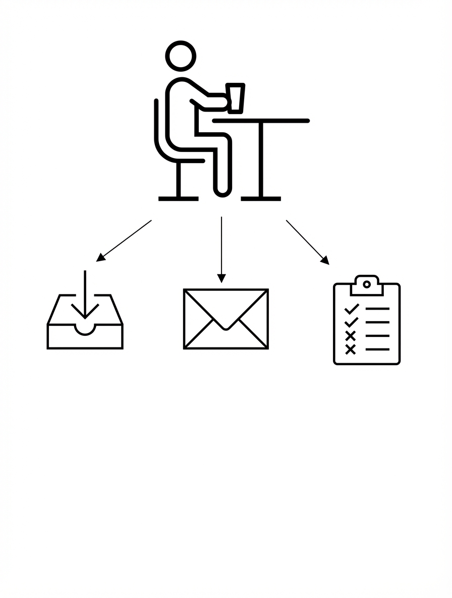 Une personne assise à un bureau avec une liste décomposée en tâches