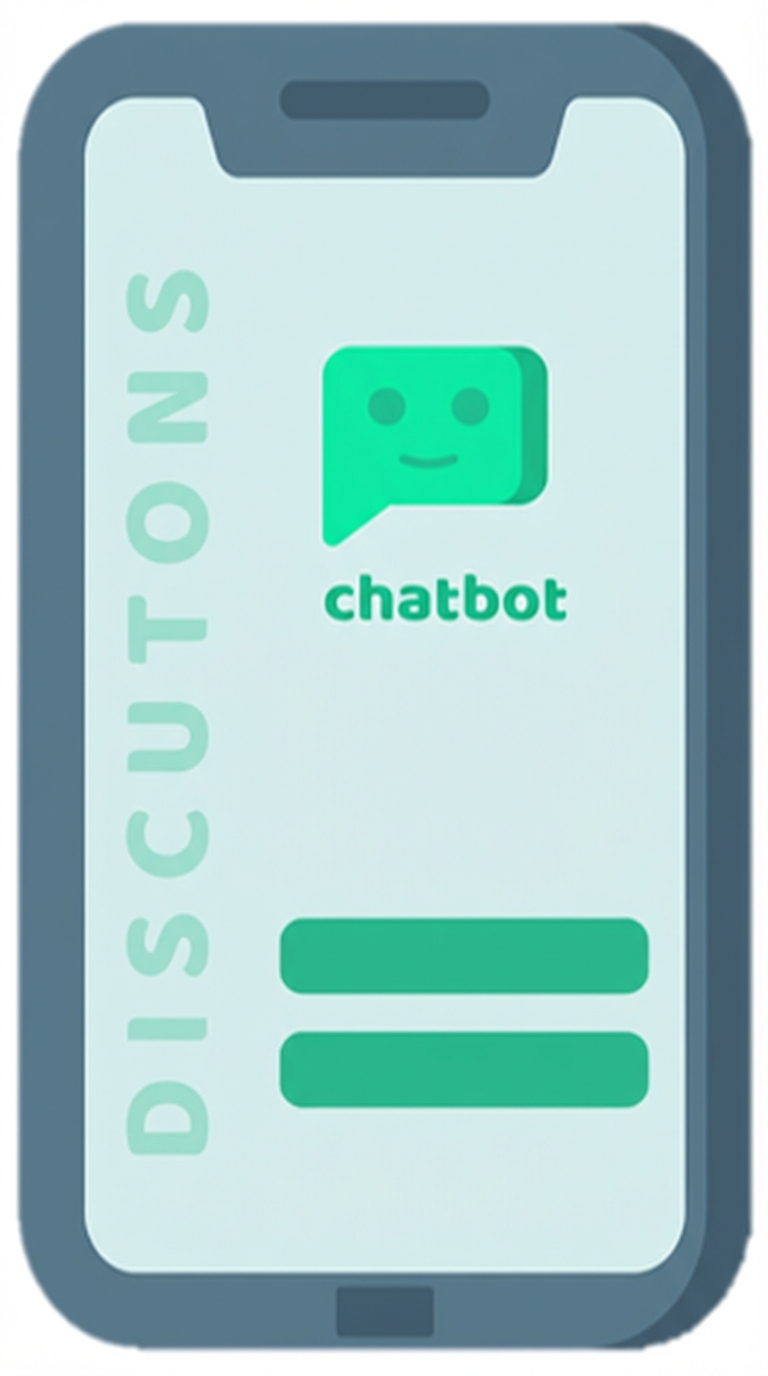 Icon representing a chatbot on a mobile phone.