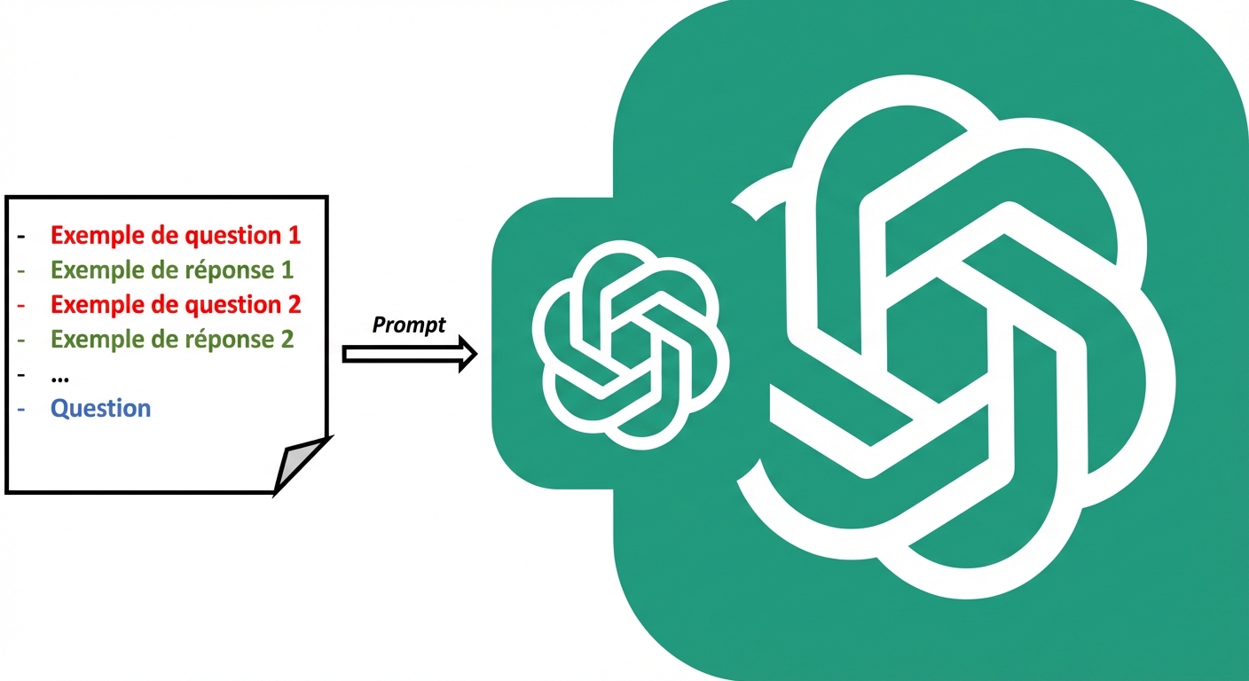 A visual diagram showing how we send a few-shot prompt to the LLM.