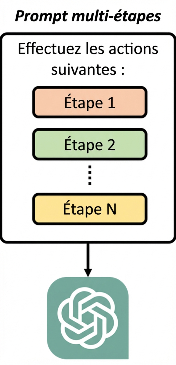 Diagram showing that a multi-step prompt is a prompt that gives the model a series of sequential steps to perform.