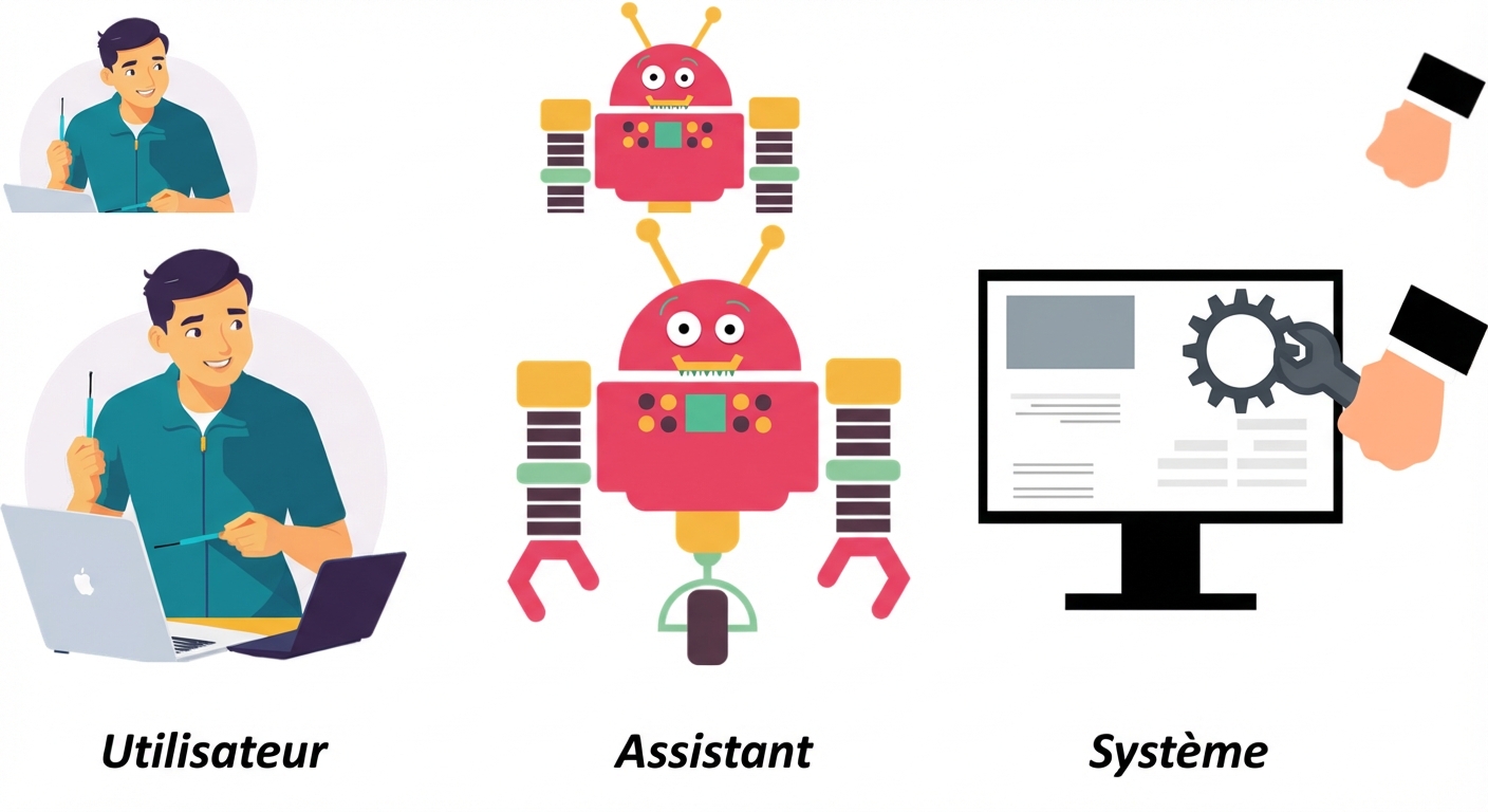 Image showing an icon for each of the three roles: user, system, and assistant