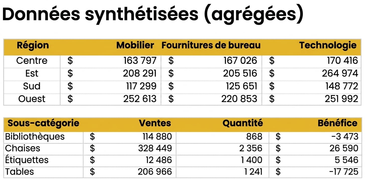 Aperçu des ensembles de données agrégés