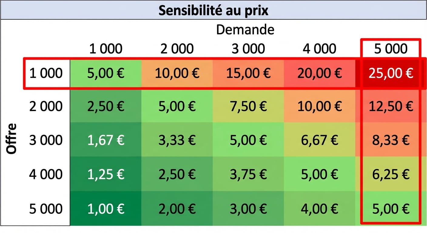 Exemple de tableau de sensibilité