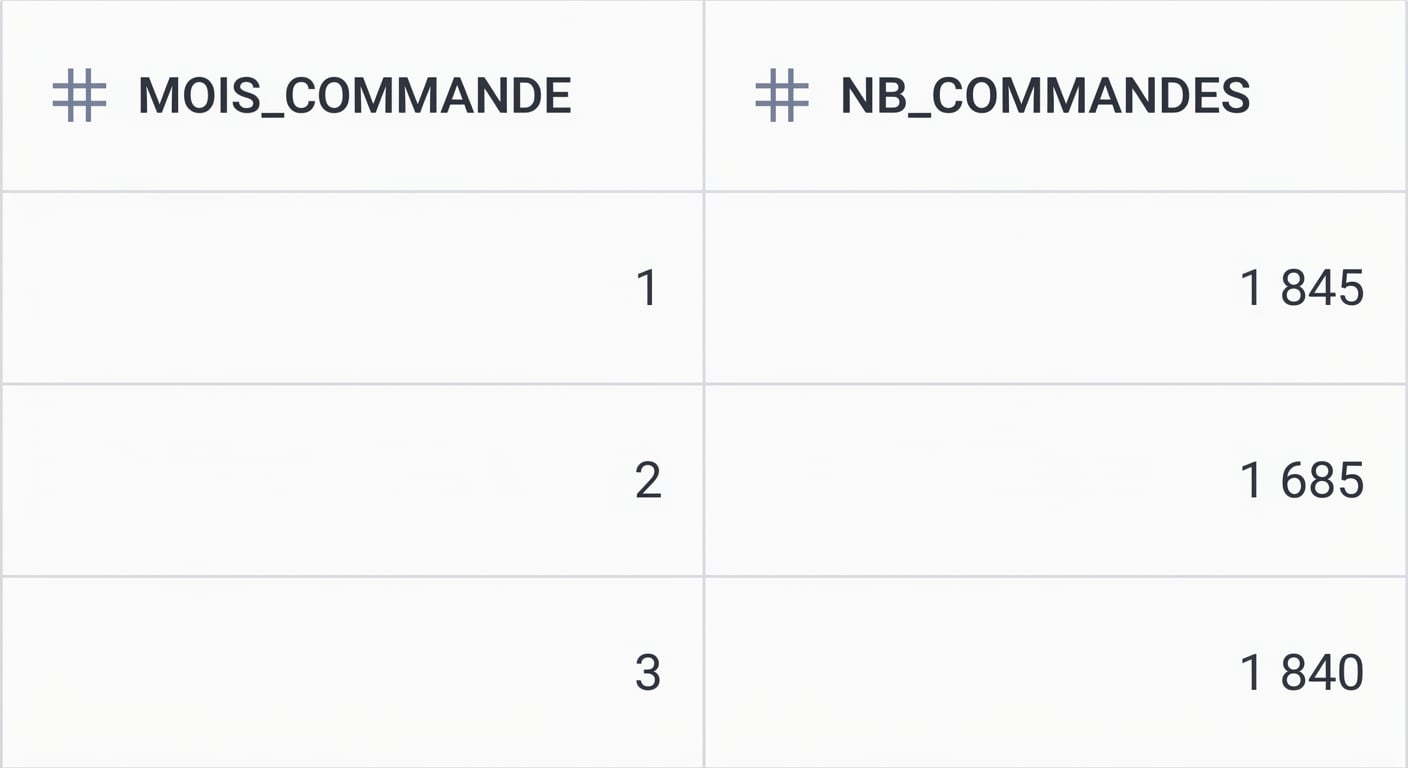 Nombre de commandes par mois