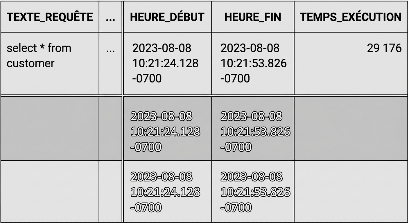 Filtrage des résultats en fonction d'un temps d'exécution supérieur à 1 000 ms