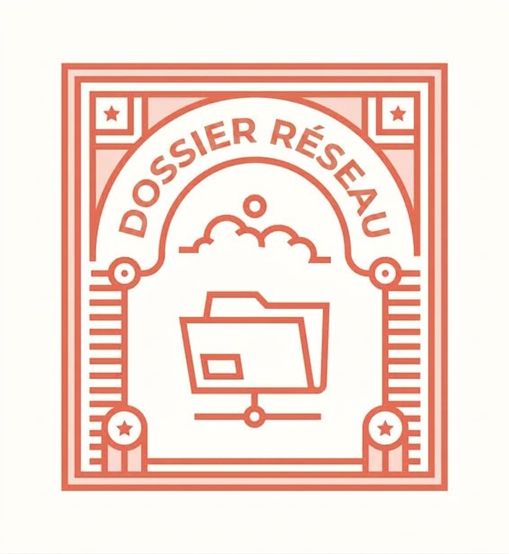 image ressemblant à un tampon avec un dossier réseau dessus