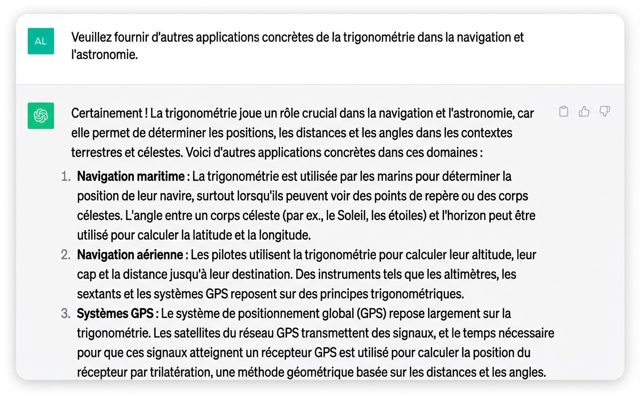 Capture d'écran d'une réponse détaillée générée par ChatGPT