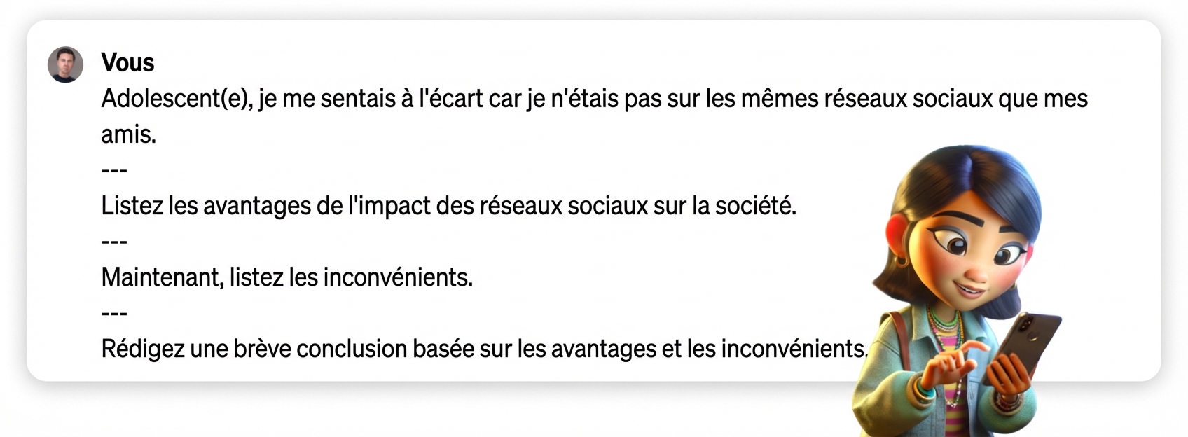 Exemple d'invite utilisant des délimiteurs à triple tiret