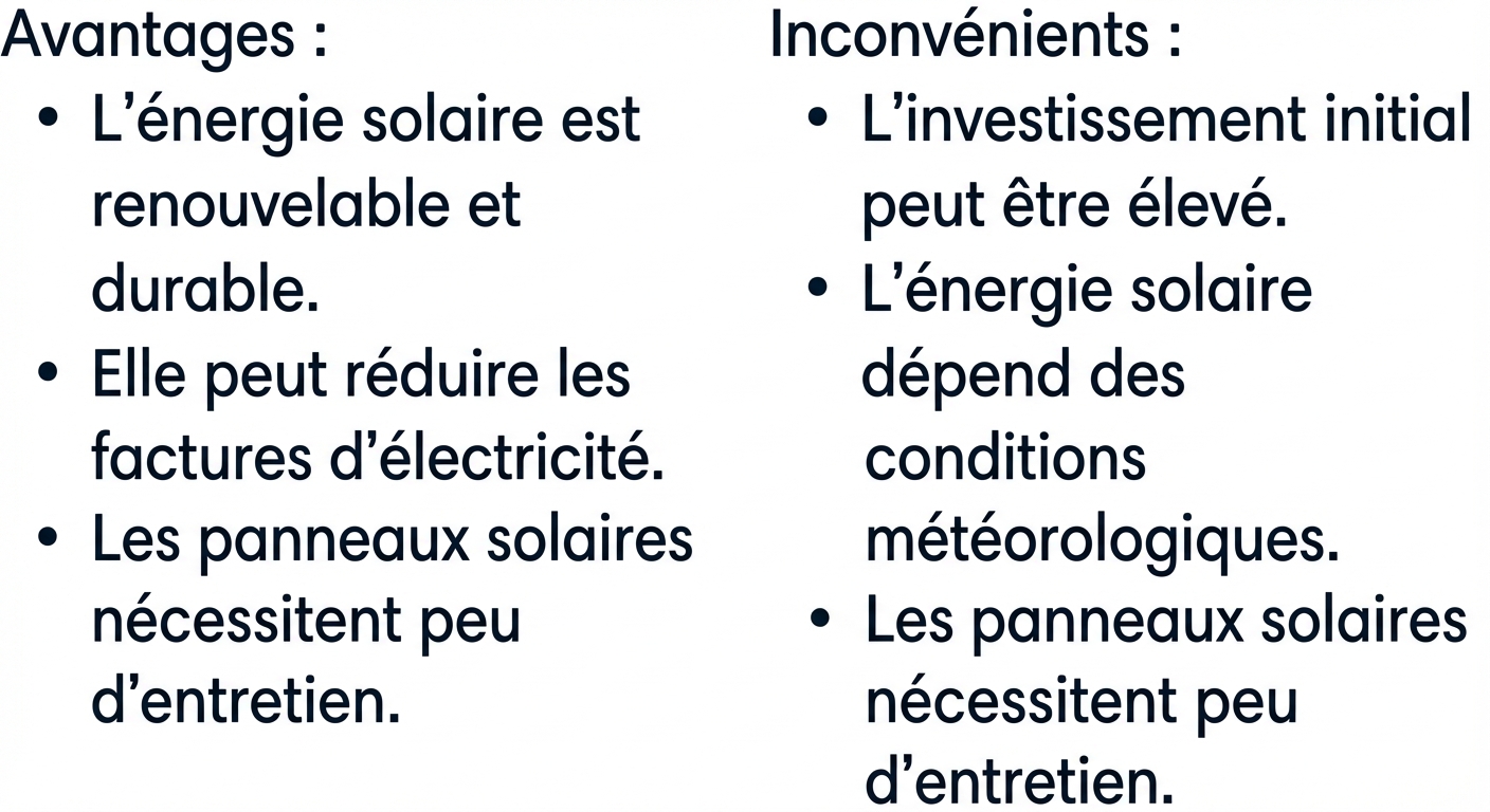 Liste des inconvénients