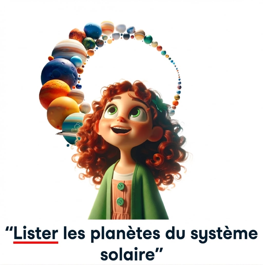 Jeune et l'invite « citez les plantes du système solaire »