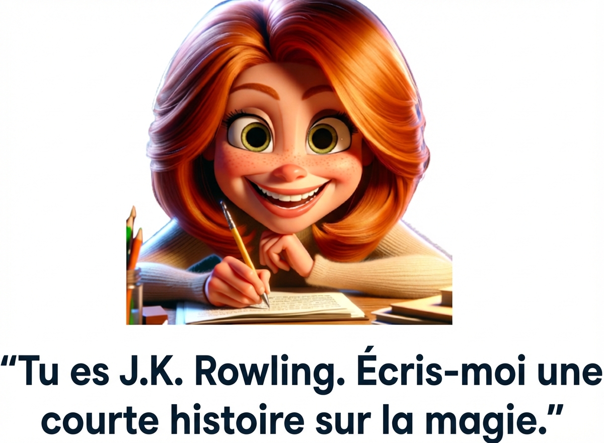 Personne à l'air heureux avec l’invite « Tu es J.K. Rowling, écris-moi une nouvelle sur la magie »