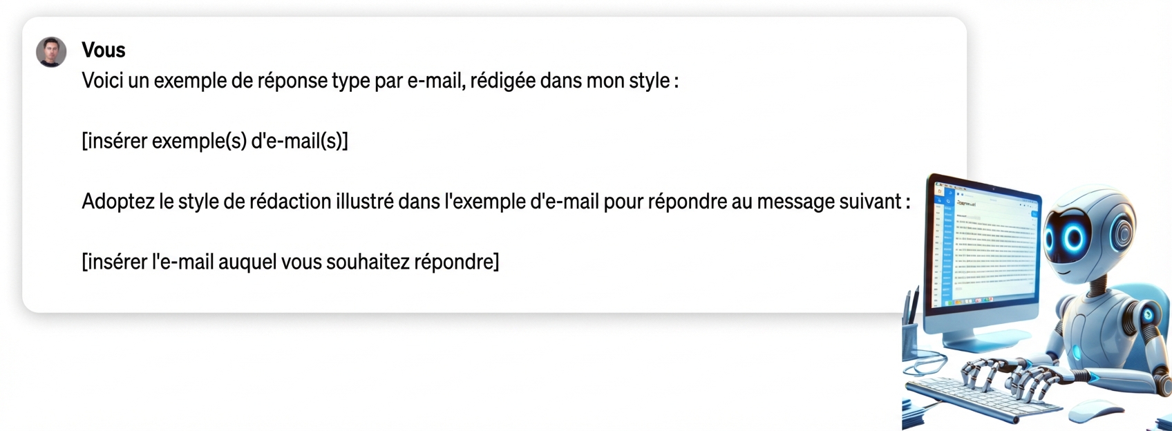 Invite qui fournit un exemple de courriel