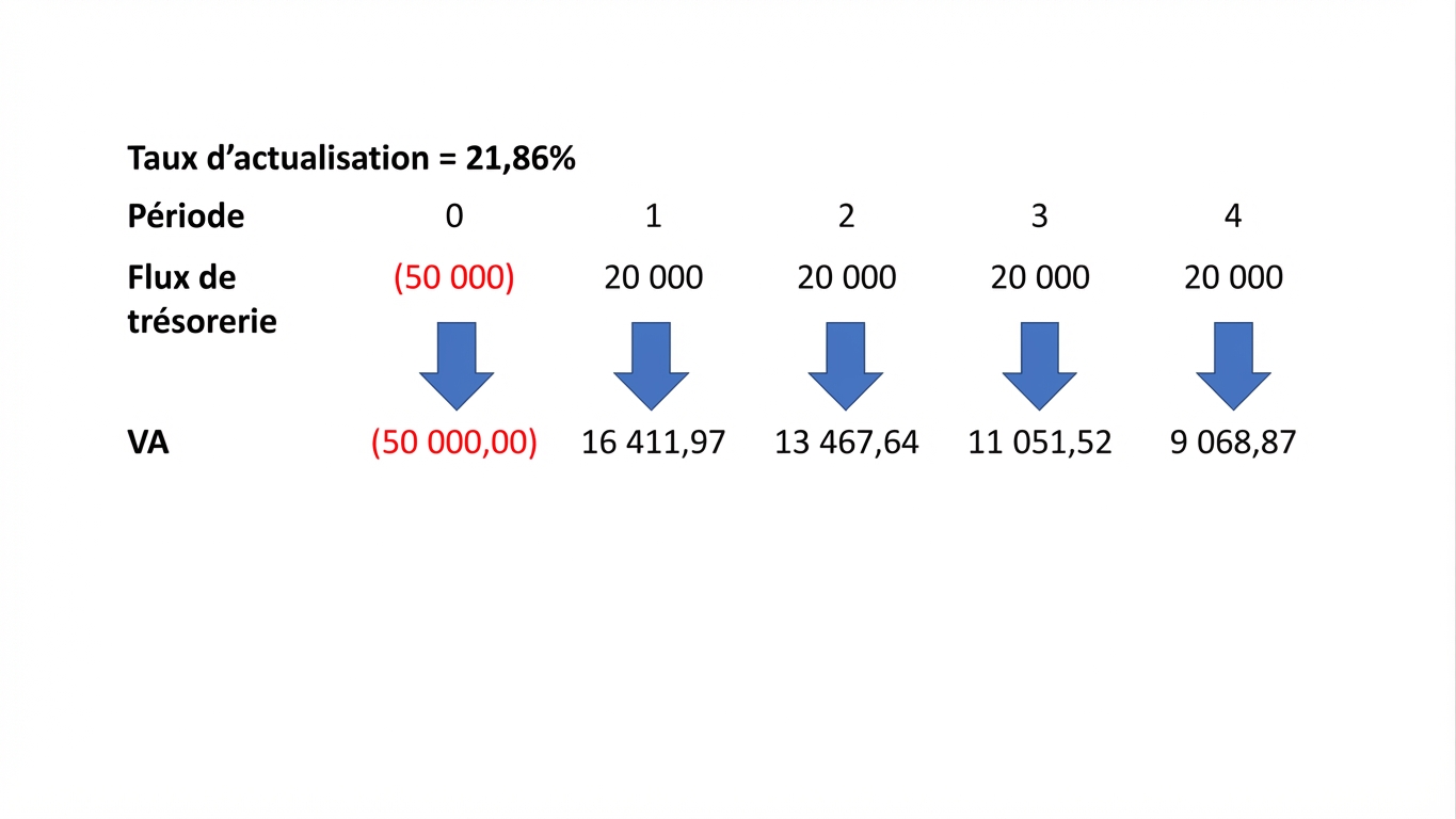 Exemple de formule de VAN utilisant le TRI comme taux d’actualisation.