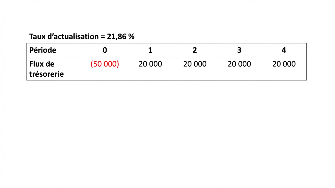 Exemple de formule de VAN utilisant le TRI comme taux d’actualisation.