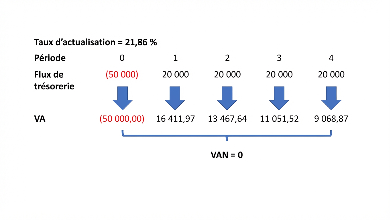 Exemple de formule de VAN utilisant le TRI comme taux d’actualisation.