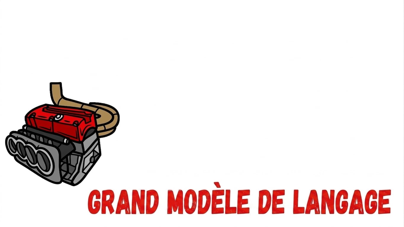 Un LLM représenté comme un moteur de voiture.