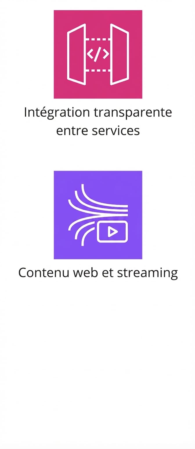 Icônes montrant l’intégration entre services et le streaming de contenu web.