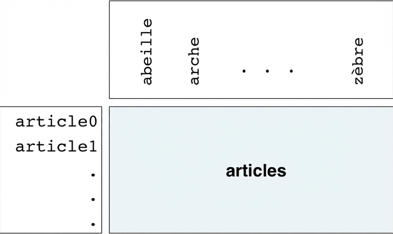 Articles word frequency array