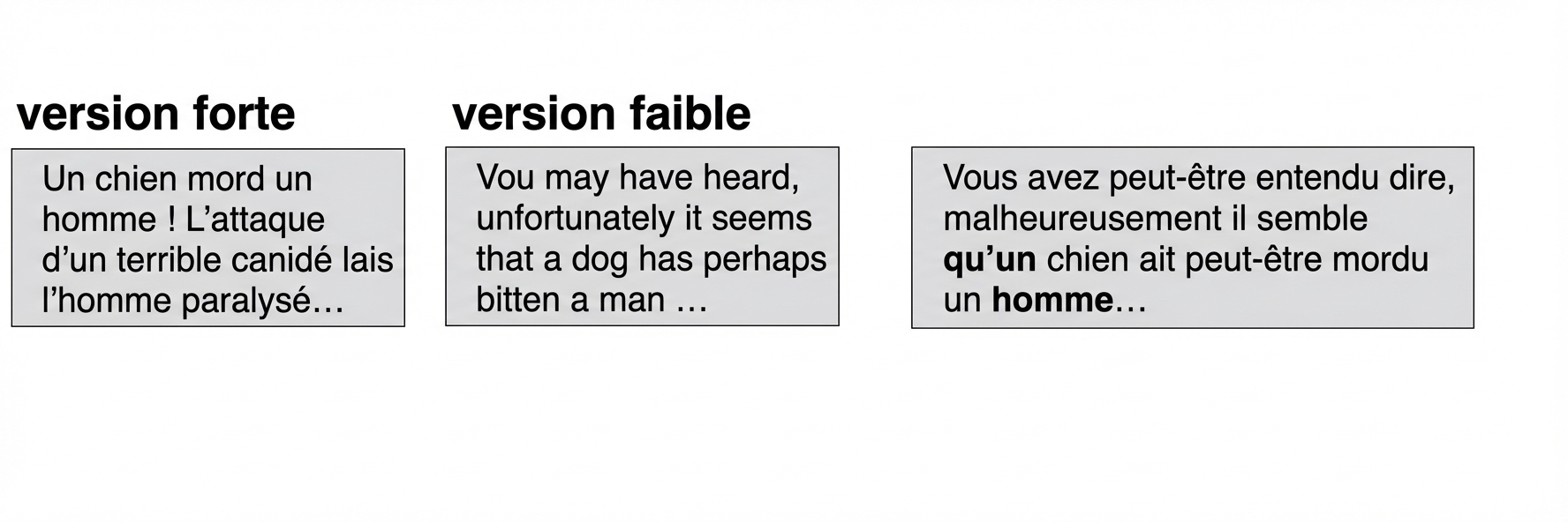 Weak version: You may have heard, unfortunately it seems that a dog has perhaps bitten a man...