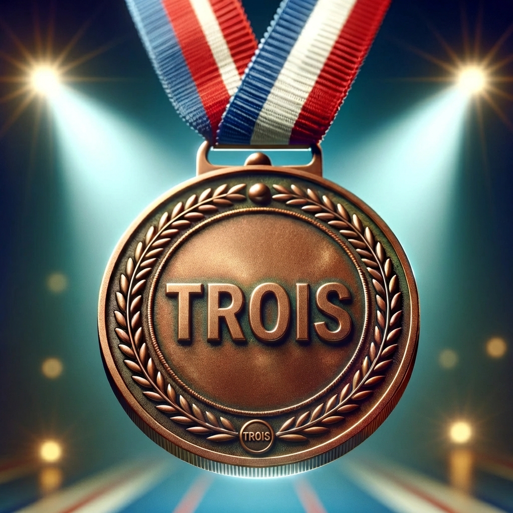 Photo d’une médaille de bronze avec le chiffre 3