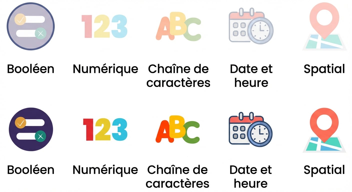 Data type images with boolean and numeric text